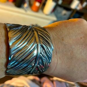 Adjustable silver leaf cuff bracelet  New w/o tags Contemporary and beautiful